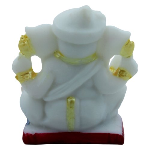 Lord Ganesha Sitting Idol With One Leg Up White Color Best for Home Decor - Karigaari India Aesthetic Home Decor