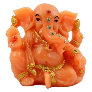 Lord Ganesha Sitting Without Mughat Orange Colour Idol for Home Decor - Karigaari India Aesthetic Home Decor