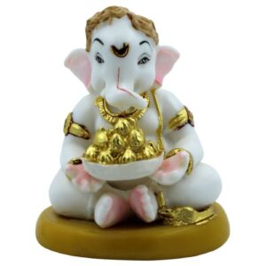 Lord Ganesha Idol Holding Modak Bowl Unique Design Best for Home Decor - Karigaari India Aesthetic Home Decor