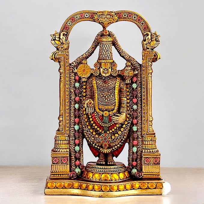 Chic Lord Venkateshwara Resin Figure Balaji Figure Decorative Piece 2 Lord Venkateshwara Resin Statue - Balaji Idol - Karigaari India Aesthetic Home Decor