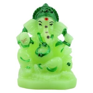 Unique Crystal Green Colour Lord Ganesha sitting with One leg Up Idol for Home Decor - Karigaari India Aesthetic Home Decor