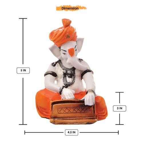 Chic One Of A Kind Design Lord Ganesha Playing Instruments Figurine Orange Best Item For Home Home Decor Premium Home Decor 3 Unique Design Lord Ganesha Playing Instruments Idol Orange Best Item for Home Decor - Karigaari India Aesthetic Home Decor