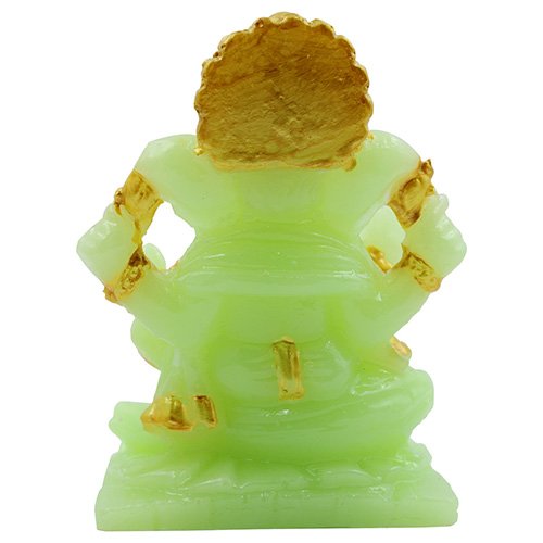 Unique Design Lord Ganesha Sitting Idol Green And Golden Color Best for Home Decor - Karigaari India Aesthetic Home Decor