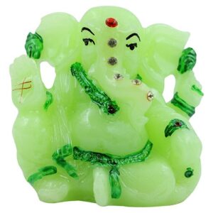 Unique Design Small Lord Ganesha Sitting Idol Crystal Green Color With Dark Green Ornaments Best for Home Decor - Karigaari India Aesthetic Home Decor