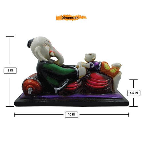 Unique Little Lord Ganesha Sitting & Playing With Mouse Idol Multicolor Best for Home Decor - Karigaari India Aesthetic Home Decor