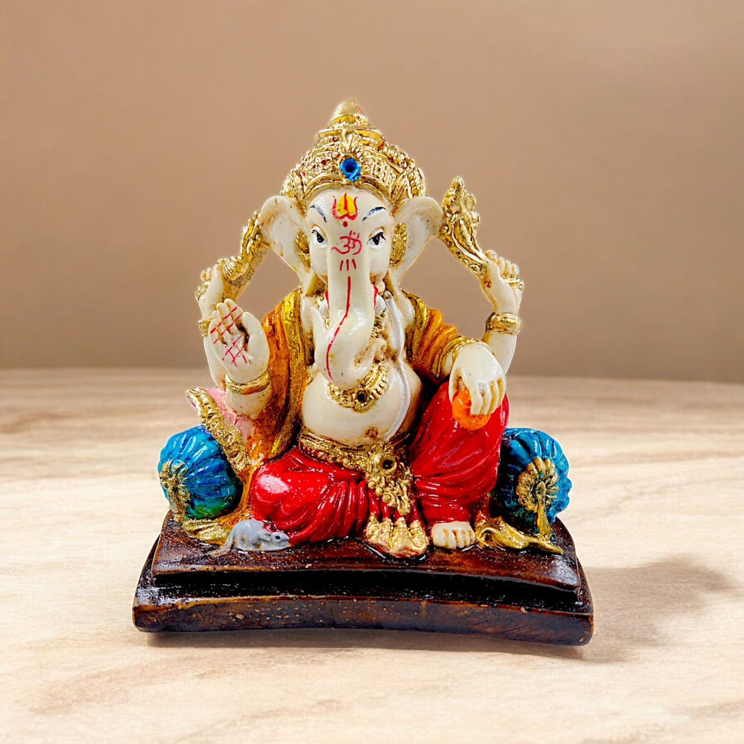 Chic Refined Lord Ganesha Figure With Ornate Base Resin Ganesh Murti For Home Temple Living Room Home Decor Lucky Gift For Prosperity Success Decorative Piece 2