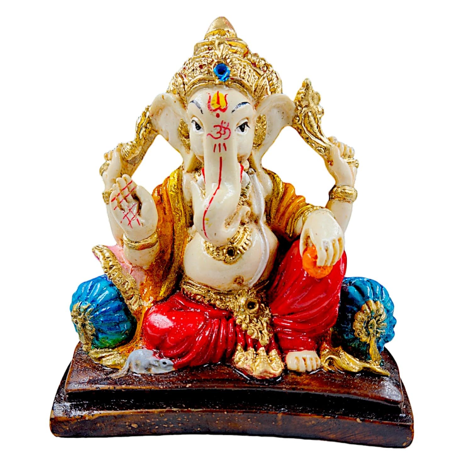 Chic Refined Lord Ganesha Figure With Ornate Base Resin Ganesh Murti For Home Temple Living Room Home Decor Lucky Gift For Prosperity Success Decorative Piece 3