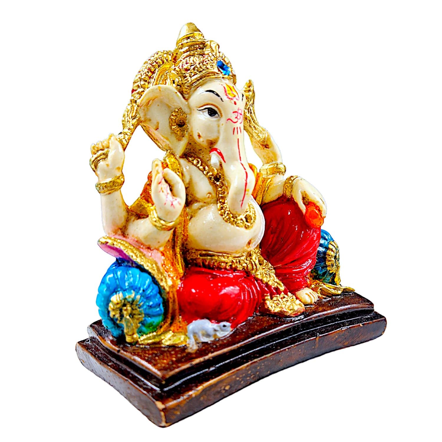 Chic Refined Lord Ganesha Figure With Ornate Base Resin Ganesh Murti For Home Temple Living Room Home Decor Lucky Gift For Prosperity Success Decorative Piece 5