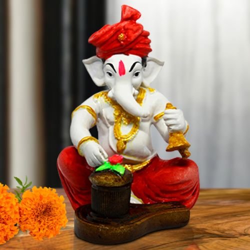 Chic Small Lord Ganesha Figurine Playing Instruments Best One Of A Kind Design Pink Color For Home Home Decor Premium Home Decor 1 Small Lord Ganesha Idol Playing Instruments Best & Unique Design Pink Color for Home Decor - Karigaari India Aesthetic Home Decor