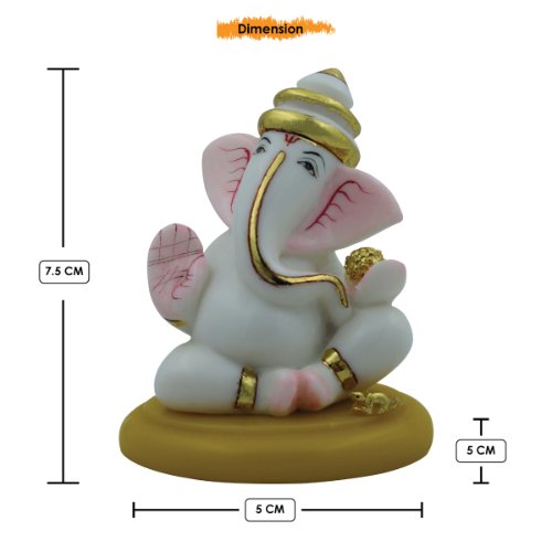 Sunique Design White Color Lord Ganesha Sitting Idol for Home Decor - Karigaari India Aesthetic Home Decor
