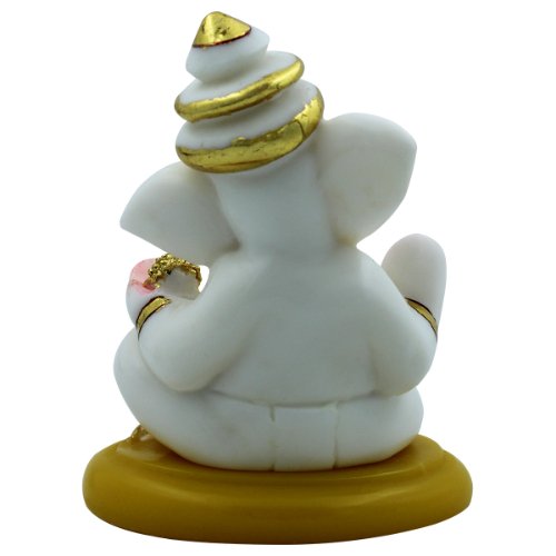 Sunique Design White Color Lord Ganesha Sitting Idol for Home Decor - Karigaari India Aesthetic Home Decor