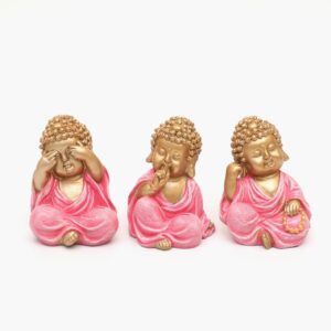 Three Wise Monk Figurines: See No Evil, Hear No Evil, Speak No Evil Statues - Karigaari India Aesthetic Home Decor