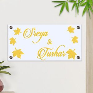 Stylish Sturdy Acrylic Name Plate for House Durable Personalized Decor - Karigaari India Aesthetic Home Decor