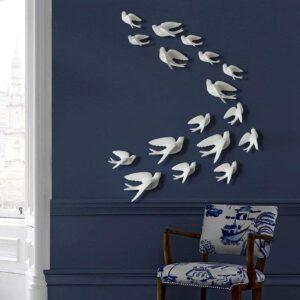 White Flying Birds Wall Decor Set - 17 Resin - Karigaari India Aesthetic Home Decor