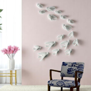 White Flying Birds Wall Decor Set - 17 Resin - Karigaari India Aesthetic Home Decor