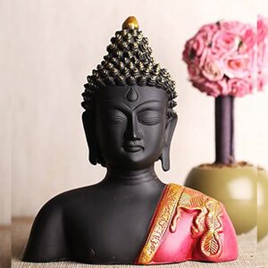 Handcrafted Ployresin Lord Buddha Black Colour Statue Upto Shoulder Showpiece Home Decor/Office Decor/Spiritual Gift - Karigaari India Aesthetic Home Decor