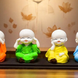 Handcrafted Ployresin Lord Buddha Four Pieces Multicolour Sitting Statue Showpiece Home Decor/Office Decor/Spiritual Gift - Karigaari India Aesthetic Home Decor