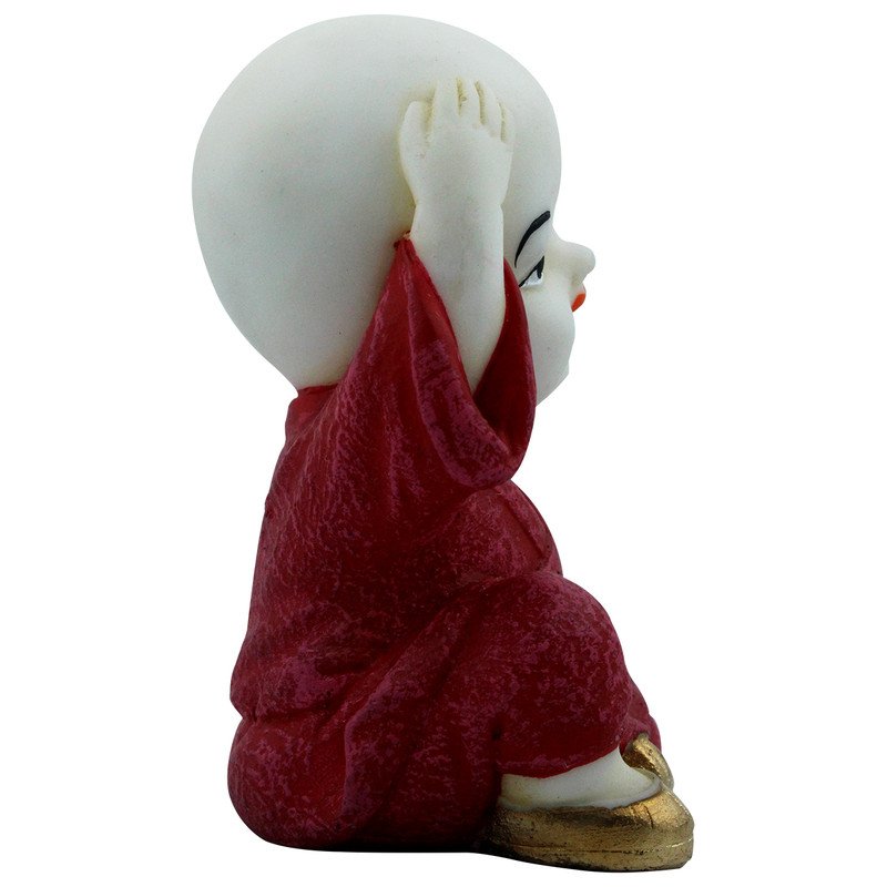 Elegant Artisan Ployresin Lord Buddha Sitting And Putting Artisan On Head Figure Centerpiece Home Home Decor Office Decoration Spiritual Gift White And Red Home Decoration 4 Handcrafted Ployresin Lord Buddha Sitting And Putting Hand On Head Statue Showpiece Home Decor/Office Decor/Spiritual Gift, White And Red - Karigaari India Aesthetic Home Decor