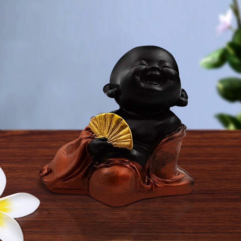 Elegant Artisan Ployresin Lord Buddha Sitting And Sleeping With Artisan Fan Idol Decor Piece Home Decoration Office Decor Spiritual Gift Stylish Accent 1 Handcrafted Ployresin Lord Buddha Sitting And Sleeping With Hand Fan Statue Showpiece Home Decor/Office Decor/Spiritual Gift - Karigaari India Aesthetic Home Decor