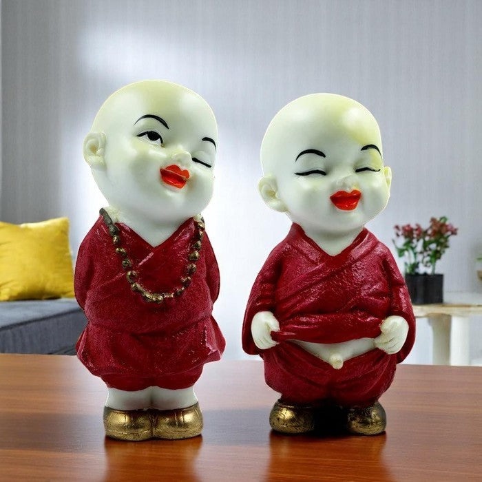 Elegant Artisan Ployresin Lord Buddha Two Standing White And Red Statues Centerpiece Home Home Decor Office Decoration Spiritual Gift Decorative Piece 3 Handcrafted Ployresin Lord Buddha Two Standing White And Red Statues Showpiece Home Decor/Office Decor/Spiritual Gift - Karigaari India Aesthetic Home Decor