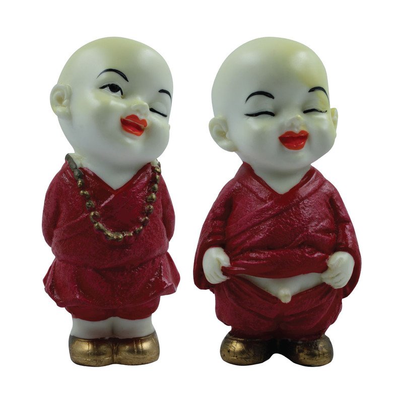 Elegant Artisan Ployresin Lord Buddha Two Standing White And Red Statues Centerpiece Home Home Decor Office Decoration Spiritual Gift Decorative Piece 4 Handcrafted Ployresin Lord Buddha Two Standing White And Red Statues Showpiece Home Decor/Office Decor/Spiritual Gift - Karigaari India Aesthetic Home Decor