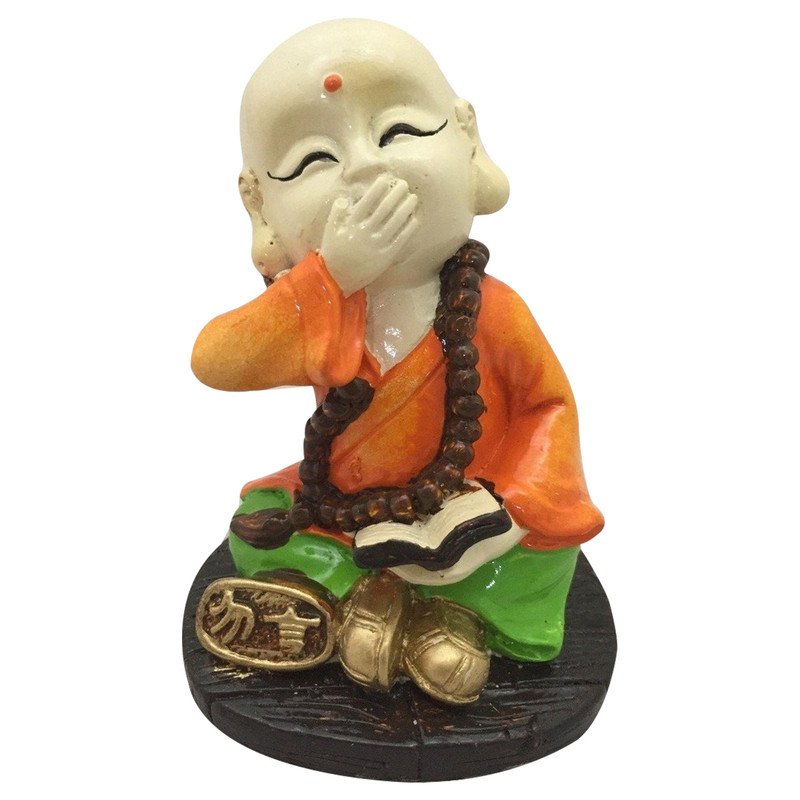 Elegant Artisan Ployresin Sitting With Putting Artisan On Mouth Lord Buddha Statues Display Piece Home Decor Office Home Decor Spiritual Gift Multicolour Premium Home Decor 2 Handcrafted Ployresin Sitting With Putting Hand On Mouth Lord Buddha Statues Showpiece Home Decor/Office Decor/Spiritual Gift, Multicolour - Karigaari India Aesthetic Home Decor