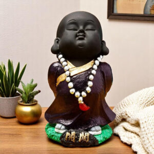 Handcrafted Ployresin Standing And Thinking Lord Buddha Statues Showpiece Home Decor/Office Decor/Spiritual Gift, Black - Karigaari India Aesthetic Home Decor