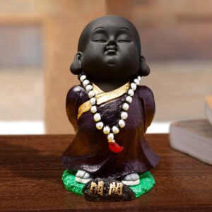 Handcrafted Ployresin Standing And Thinking Lord Buddha Statues Showpiece Home Decor/Office Decor/Spiritual Gift, Black - Karigaari India Aesthetic Home Decor