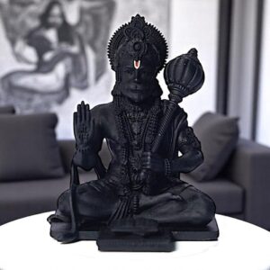 Black Resin Lord Hanuman Statue - Hindu Deity Figurine - Spiritual Home Decor - Religious Gift - Karigaari India Aesthetic Home Decor