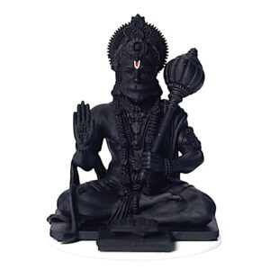 Black Resin Lord Hanuman Statue - Hindu Deity Figurine - Spiritual Home Decor - Religious Gift - Karigaari India Aesthetic Home Decor