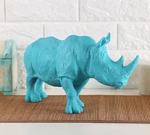 Blue Rhino Figurine Resin Decor - Modern Art - Karigaari India Aesthetic Home Decor