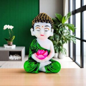 Adorable Baby Buddha Resin Statue - Peaceful Home Decor & Spiritual Gift - Karigaari India Aesthetic Home Decor