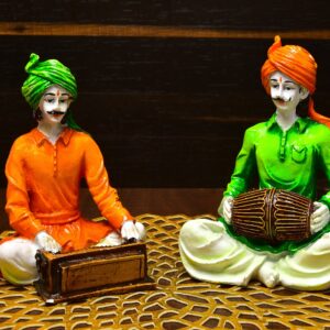 Traditional Rajasthani Folk Musician Resin Showpiece - Karigaari India Aesthetic Home Decor