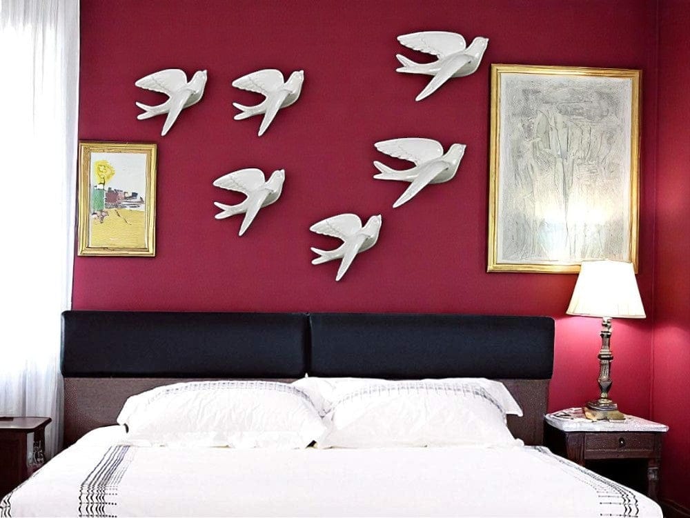 Elegant Contemporary Bird Wall Design Modern White Flying Shapes Stylish Accent 2 Abstract Bird Wall Art - Modern White Flying Shapes - Karigaari India Aesthetic Home Decor