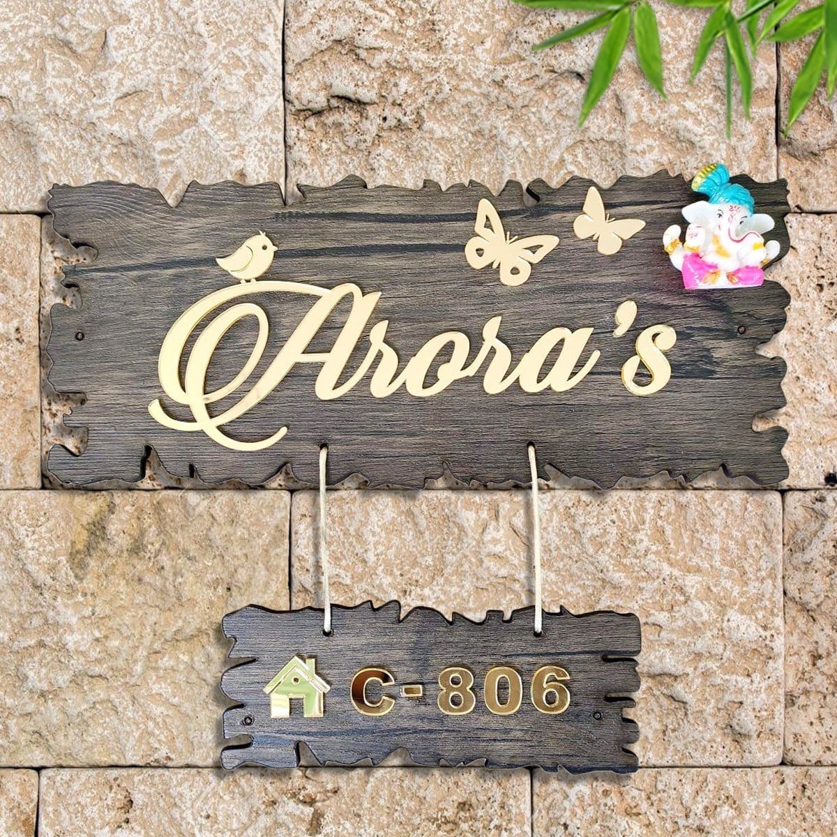 Elegant Cozy Bespoke Trendy Timber Custom Sign For Office Long Lasting Decoration Artful Decor Piece 1 Cozy Personalized Stylish Wooden Name Plate for Office Durable Decor - Karigaari India Aesthetic Home Decor