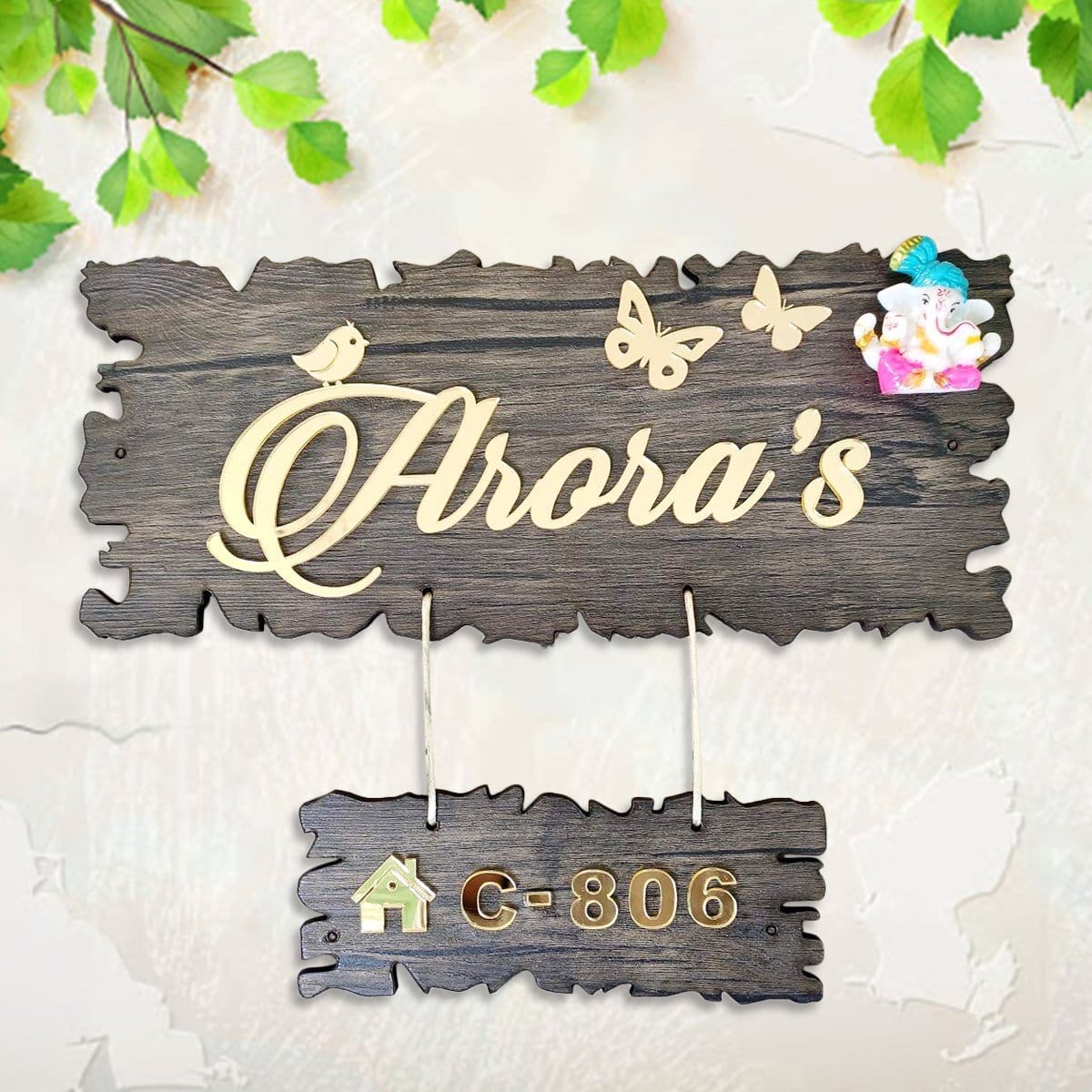 Elegant Cozy Bespoke Trendy Timber Custom Sign For Office Long Lasting Decoration Artful Decor Piece 2 Cozy Personalized Stylish Wooden Name Plate for Office Durable Decor - Karigaari India Aesthetic Home Decor