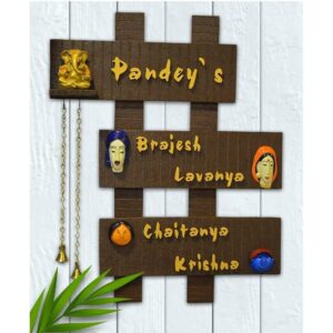 Customized Wooden Family Name Plate for Home Entrance - Karigaari India Aesthetic Home Decor