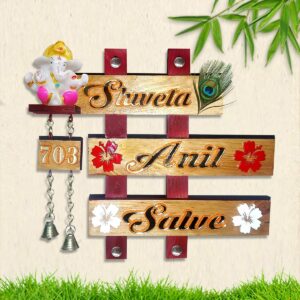 Family Durable Stylish Wooden Name Plate for Office Beautiful Home Decor - Karigaari India Aesthetic Home Decor