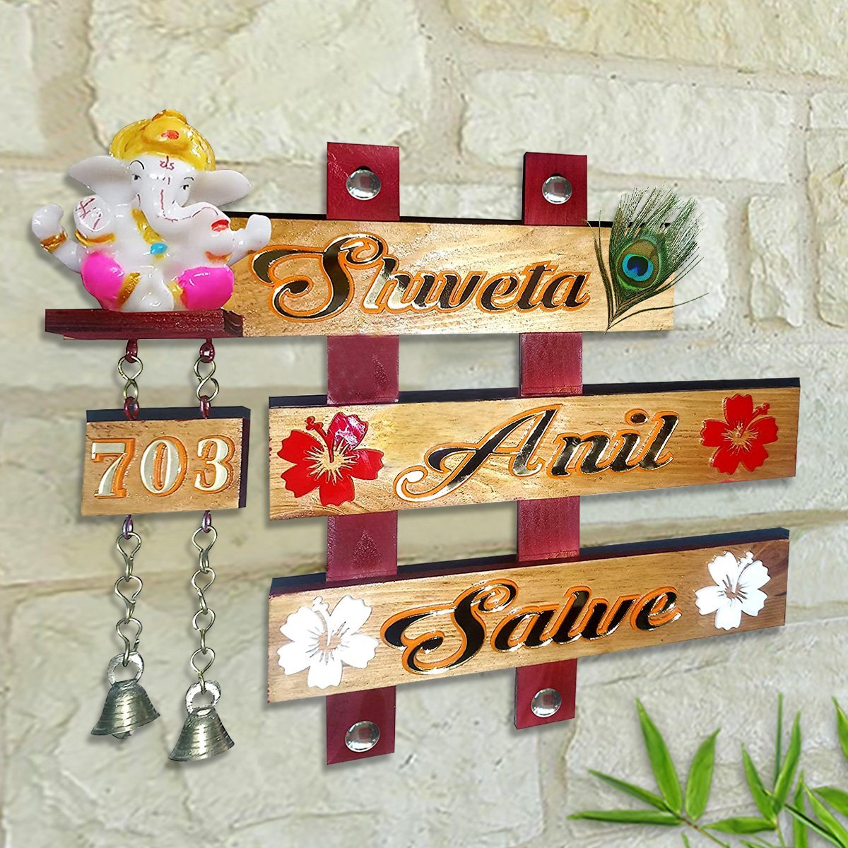 Elegant Family Long Lasting Trendy Timber Custom Sign For Office Lovely Home Home Decor Unique Decor Piece 3 Family Durable Stylish Wooden Name Plate for Office Beautiful Home Decor - Karigaari India Aesthetic Home Decor