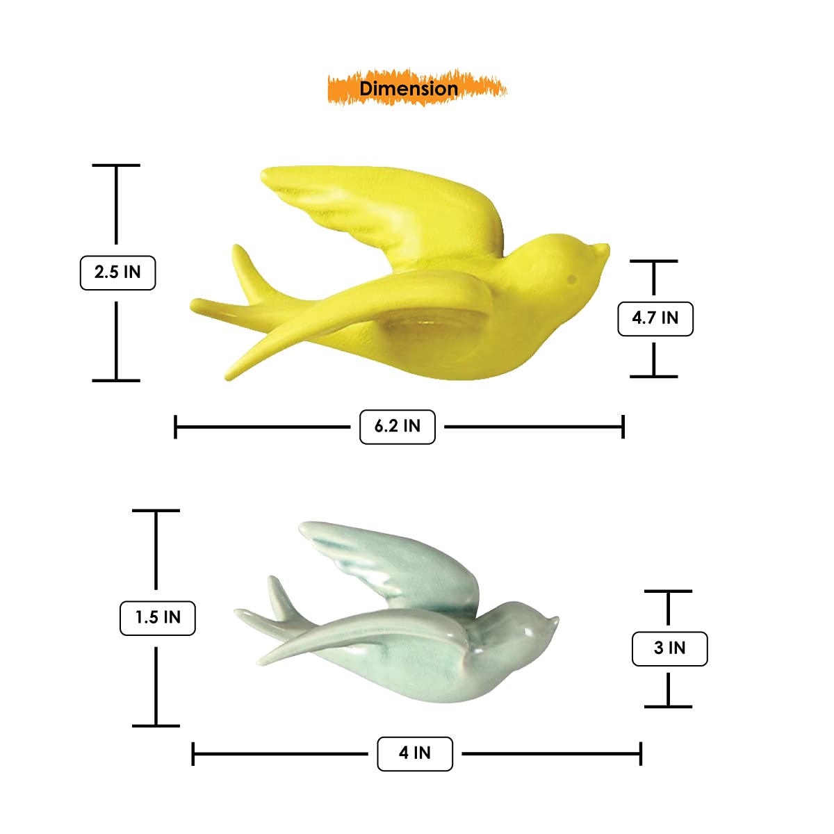 Elegant India Artisan Poly Resin Wall Hanging Ensemble Of 6 Multicolor Flying Birds Decorative Piece 5 Karigaari India Handcrafted Poly-Resin Wall Hanging Set of 6 Multicolor Flying Birds - Karigaari India Aesthetic Home Decor