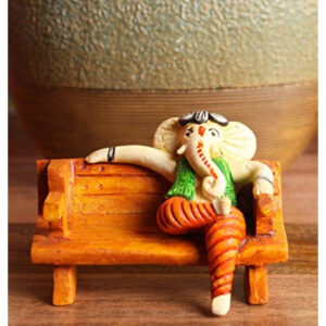 Leisurely Ganesha Seated: Handcrafted Resin Statue - Peace & Contemplation - Karigaari India Aesthetic Home Decor