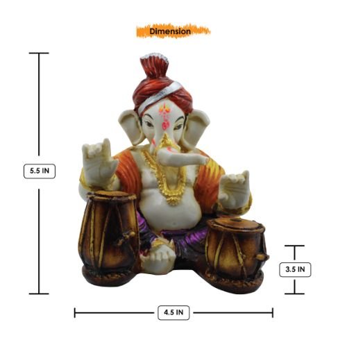 Lord Ganesha Playing Tabla Multicolor Idol for Home Decor - Karigaari India Aesthetic Home Decor