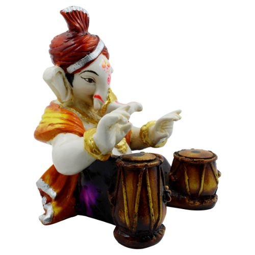 Lord Ganesha Playing Tabla Multicolor Idol for Home Decor - Karigaari India Aesthetic Home Decor