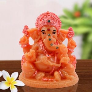Lord Ganesha Sitting Idol Orange And Pink Ornaments Best for Home Decor - Karigaari India Aesthetic Home Decor