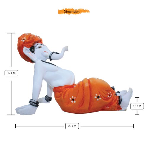 Lord Ganesha Sitting Relax Orange Color Idol for Home Decor - Karigaari India Aesthetic Home Decor