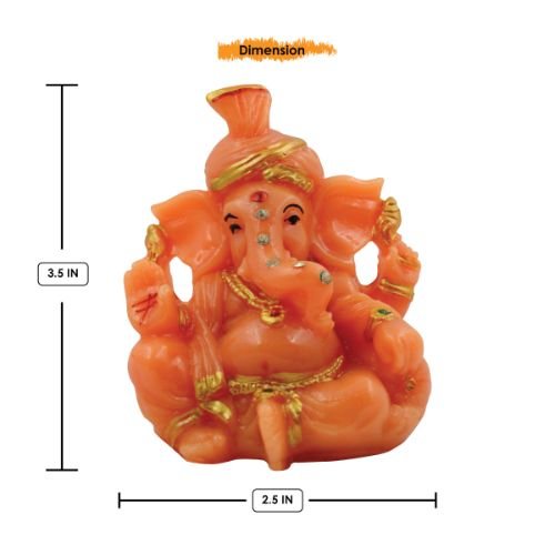 Elegant Lord Ganesha Wearing Paghadi And Sitting With One Leg Fold Orange Colour Statue For Home Decoration 3 Lord Ganesha Wearing Paghadi And Sitting With One Leg Fold Orange Colour Idol for Home Decor - Karigaari India Aesthetic Home Decor