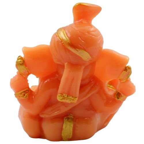 Elegant Lord Ganesha Wearing Paghadi And Sitting With One Leg Fold Orange Colour Statue For Home Decoration 6 Lord Ganesha Wearing Paghadi And Sitting With One Leg Fold Orange Colour Idol for Home Decor - Karigaari India Aesthetic Home Decor