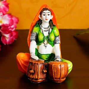 Karigaari Rajasthani Tabla Player Resin - Karigaari India Aesthetic Home Decor