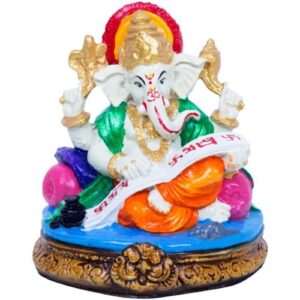 Unique Design Little Lord Ganesha Sitting On Sihansan Multicolor Best Item for Home Decor - Karigaari India Aesthetic Home Decor
