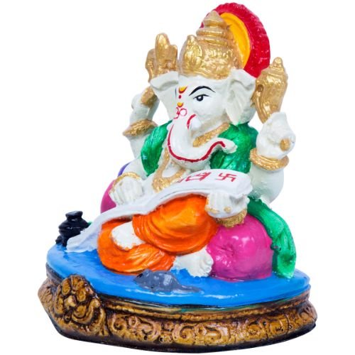 Unique Design Little Lord Ganesha Sitting On Sihansan Multicolor Best Item for Home Decor - Karigaari India Aesthetic Home Decor